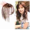 FFWTPY Extension Capelli Veri Clip con Frangia Frontale Estensioni in Air Bangs Fringe Capelli Sintetici Naturale Capelli Senza Cuciture Parrucca per Donne Ragazze (Marrone chiaro 2/30#)