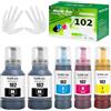FANSHENG 102 Inchiostro Compatibile con Epson 102 Flaconi di Inchiostro per Ecotank ET-2750 ET-4750 ET-4850 ET-3850 ET-2756 ET-2751 ET-2850 ET-2856 ET-3700 ET-3750 ET-4856 ET-15000 (5 Pack 2BK/C/M/Y)