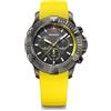 WENGER Orologio Uomo Seaforce Chronograph Ø 43 mm, Swiss Made, Quarzo Analogico, Impermeabile fino a 200 m, Cinturino in Silicone, Nero/Giallo