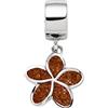 DUR Gioielli Charm PLUMERIA FIORE Sabbia ambra, argento 925 rodiato (F323), 1,7x1,15 cm, Argento sterling, Nessuna pietra preziosa