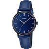 Casio LTP-VT02BL-2A Orologio analogico da donna minimalista nero IP quadrante blu cinturino in pelle 3 mani