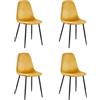 Hooma Set di 4 sedie scandinave da cucina, sala da pranzo, soggiorno, camera da letto, ufficio, in velluto e metallo, colore: giallo