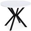 WFL GROUP Tavolo da Pranzo Rotondo Allungabile - Tavolo Loft Style con Gambe in Metallo - 100 a 180 cm - Tavolo Quadrato Stile Industriale per Il Soggiorno - Salvaspazio - Bianco - 100 cm