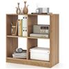HOMASIS Libreria Bassa a 4 Cubi, Libreria Piccola in Legno, Libreria Scaffale Moderna e Salvapazio, Portaoggetti Aperto per Salotto, Camera da Letto, Ufficio, Studio, 73 x 33 x 75 cm (Naturale)