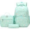 SIVENKE Zaino Ragazze per Scuola Elementare Media Superiore Zaini Ragazza 3 Pezzi con Borsa Termica Astucci Matite Borsa Scuola Ragazzi Zainetti Set per Bambini Zaini Scolastici per PC Portatili