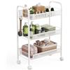 WELDUN Carrello portaoggetti a 3 livelli, carrello portaoggetti in rete, portatile, stabile e facile da installare, per camera da letto, cucina, bagno, WC, soggiorno, in metallo, bianco