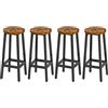 YMYNY Set di 4 Sgabelli da Bar, Sgabelli da Pranzo, Sgabelli da Cucina, Effetto Legno, con Struttura in Metallo, in Stile Industriale, 29×29×70CM, Marrone Rustico HTMJ510H-2
