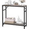 Livofloral Tavolo consolle stretto, divano a 2 ripiani con 2 barre di supporto, display industriale per soggiorno, camera da letto, corridoio, atrio, grigio