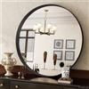 Koonmi Lussuoso specchio rotondo 81 cm, nero cornice profonda specchio da bagno rotondo con cornice in metallo spazzolato nero per bagno, soggiorno, ingresso decorazione da parete