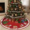 HESUSUSI Coperta Rotonda Per Albero Di Natale 90CM - Tessuto Non Tessuto Gonna Per Albero Grembiuli Rosso Per Ornamenti Natalizi (02)