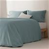 GAMUSI Set copripiumino per letto da 100/105, tinta unita, 100% cotone, copripiumino da 180 x 220 cm e federa per cuscino, traspirante, morbido, colore blu