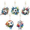 KiKiHong 5 Pezzi 5D DIY Calcio Pittura Diamante Portachiavi,Diamond Painting Kit Completo Portachiavi Fai Da Te Lavoretti di Calcio 5D per Bambini Principianti Adulti