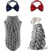 SLEEKEE 1 maglione per animali domestici, 2 mosche per animali domestici, caldo cappotto invernale per animali domestici, maglione a collo alto, adatto per gatti e cani (M, grigio)