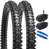 YunSCM 2Pcs Pieghevole 26 pollici pneumatici 26x1.95 ETRTO 53-559 Plus 2Pcs 26 pollici Camera d'aria AV32mm Valve Schrader，compatibile Bicicletta 26x1.95 26x2.0 Copertoni e Camera d'aria