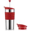 Bodum K11067-04 TRAVEL PRESS SET - Tazza a stantuffo isotermico in acciaio inox doppia parete, con coperchio extra, 0,35 l