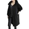 Generic Trench da donna di media lunghezza con cappuccio a maniche lunghe, monopetto, aperto sul davanti, con bottoni, impermeabile, giacca da viaggio, giacca autunnale per transizione cappotti S-5XL, Nero ,