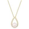 GAVU Collana Donna Argento 925 Placcato Oro 14K con Ciondolo Goccia con Perla Coltivata di Acqua Dolce, Collana Goccia d-Acqua Donna