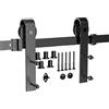 HUOLE 200cm Binario per Porta Scorrevole Kit Kit porta fienile a muro con binario Sistema di anta regolabile per ante singole in legno,per Installazione Porta Scorrevole Acciaio Nero