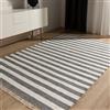 benuta Pop Tappeto cotone Tom - Grigio/Crema 60x100 cm - Tessuto a mano per camera da letto, salotto, soggiorno - Riciclato - Adatto al riscaldamento a pavimento