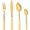 Otto Koning Posate Acciaio Inox Dorate - Set Posate 32 Pezzi con Coltello, Forchetta, Cucchiaio e Cucchiaino da Caffè - Posate Oro per 8 Persone - Design Moderno. Lavabile in Lavastoviglie