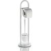 Kela Set WC portarotolo e scopino 65 cm, scopino con portarotolo Aperto Linda, Metallo Bianco Opaco