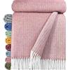 STTS International Coperta in lana vergine, 100% lana vergine, disponibile in diversi colori, 140 x 200 cm, plaid Tirolo, colore: rosa antico (K), 140 x 200 cm