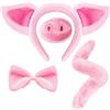 Spooktacular Creations Set Maiale Costume Rosa Accessori Naso Farfallini Orecchie Cerchietto e Coda per la Festa di Halloween
