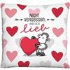 Sheepworld Cuscino di peluche con motivo Hab Dich lieb | Cuscino decorativo, 25 cm x 25 cm, 100% poliestere, regalo, San Valentino, articolo decorativo | 48524