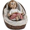 DRW Figura Bambino Gesù in Culla in Resina Dipinto a Mano 8x7x10 cm