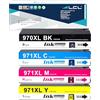 LCL Cartucce d'inchiostro Compatibile 970XL 970 XL 971XL 971 XL CN621AE CN625AE CN626AE CN627AE CN628AE High Yield Pigmento (1Nero 1Ciano 1Magenta 1Giallo) per HP Officejet Pro X451DN X451DW X476DN