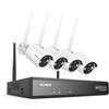 SANNCE Kit di telecamere di sorveglianza WiFi 5MP per esterni, 10CH NVR senza fili con 4 x 5 MP IP fotocamera, rilevamento umano AI, impermeabile IP66, supporta Alexa