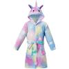 KAKU NANU Accappatoio con unicorno, 4-10 anni, 8 colori, con cappuccio, soffice, con elastico in vita e due tasche, regalo per ragazze, Blu, 8-10 Years