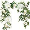 OrgMemory Ghirlanda di Eucalipto, Ghirlanda di Fiori, Arco di Fiori, 180cm, Ghirlanda di Eucalipto Artificiale, per Matrimoni, Decorazione per la Casa (Bianco)