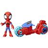 SPIDEY AND HIS AMAZING FRIENDS Marvel Hasbro, Spidey e i Suoi Fantastici Amici, Action Figure di Spidey con Motocicletta, Giocattolo per Bambini e Bambine in età prescolare dai 3 Anni in su