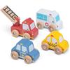 Woet® Set Veicoli Giocattolo in Legno per Bambini - 3 Pezzi per Gioco di Piccolo Mondo - Facili da Afferrare per Piccole Mani - Giocattolo di Imitazione - A Partire da 2 Anni