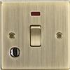 Knightsbridge 20A - Interruttore quadrato in ottone anticato 1G DP, con neon e uscita flessibile