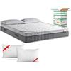 EVERGREENWEB MATERASSI & BEDS EVERGREENWEB - Materasso Matrimoniale 160x195 in Memory Foam con Topper Alto 25 cm DISPOSITIVO MEDICO ‍ Detraibile + 2 Cuscini, Rivestimento Bianco Imbottito Effetto MASSAGIANTE Tessuto Antiacaro