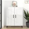 TJROO Credenza con Ante 69,5x34x90 cm Armadietto Multiuso Mobile da Salotto Mobiletto Ingresso Mobile Contenitore Mobiletto Salvaspazio Mobile Alto Legno Multistrato, ferro Bianco Lucido