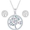 Fengguock Collana e Orecchini Albero Della Vita,Ciondolo Confezione regalo Albero Della Vita,Collana e Orecchini Albero Della Vita Donna,Albero Della Vita in Argento 925,Collana Albero Della Vita con Cristalli
