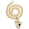 HALUKAKAH Collana con Pendente Placcato in Oro 18K per Uomo - Oltre 1000 Diamanti - Catena a Maglie Cubane - Ciondolo Poker con Diamanti Cluster - Stile Hip-Hop - Completo di Scatola Regalo