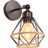 PETITES ECREVISSES Lampada da Parete Industriale Vintage Applique da Parete E27 in Corda di Canapa Illuminazione a Soffitto Regolabile Metallo Design Gabbia 16CM Lampada a Muro per Camera da Letto Corridoio