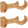 GIRASOLE HOME Staffa Aperta 112mm in Legno per Aste di Diametro fino a 28mm 2 Pezzi (Naturale)