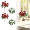 Tesyeux 40 Pcs Fiori Artificiali Rose Finte,Mazzo di Rose Rosse, Bouquet da Sposa Realistici per la Casa Matrimoni Home Office Tavolo Cucina Ufficio Giardino Partito Decorazioni Floreali(Bianco,Rosso)