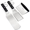 Anmarko Spatola in metallo in acciaio inox, set di 3 spatole professionali per griglia, accessori resistenti, ideali per barbecue in ghisa, griglia piatta e padella, di grado commerciale