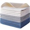 Polyte - panno in microfibra premium a nido d'ape - per pulizia cucina e piatti - blu scuro, grigio, bianco sporco - 30 x 30 cm - 12 pezzi