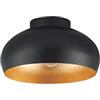 Eglo lampada da soffitto Mogano 2, lampada da soffitto a 1 luce, lampada da soggiorno in metallo in nero e oro, lampada da sala a soffitto, illuminazione da soffitto con attacco E27