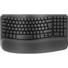 Logitech Wave Keys Tastiera Wireless Bluetooth Curva QWERTY con Supporto Polsi e Altezza Regolabile colore Grafite - 920-012293