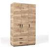 DecHome Armadio 3 Ante con 2 Cassetti 120x52x205 cm colore Rovere Miele - GRK738K358