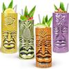 SuproBarware Set da 4 Tazze Tiki in Ceramica, Bicchieri per Cocktail Esotici con Cannucce, Calici per Festa Hawaiana per Mai Tai e Pina Colada, Attrezzatura da Bar Professionale