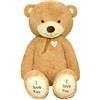 TEDBI Grande Orsacchiotto 220cm | Beige | Gigante Orso di Peluche farcito Giocattolo Bambini Cuore Regalo di Compleanno XXL Teddi Bear con Ricamo Ti Amo